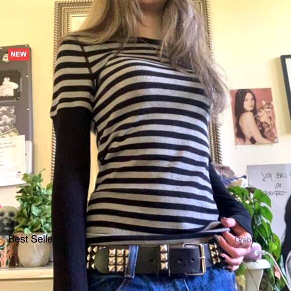 Y2K Fairy Grunge Graphic Baggy Tee Vintage Gothic Long Sleeve Top - Picture 4 of 5